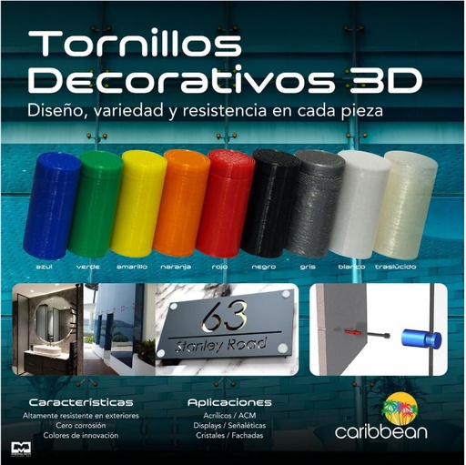 [TORNILLO-PETG-1060] TORNILLOS DECORATIVOS AMARILLO 1/2