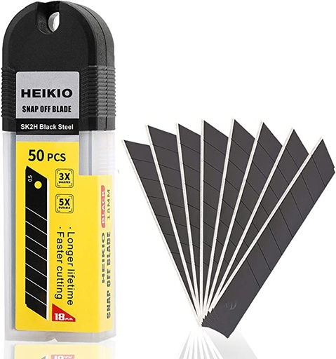 [HK19003] HEIKIO - Cuchillas a presión de 0.709 in, paquete de 50 unidades